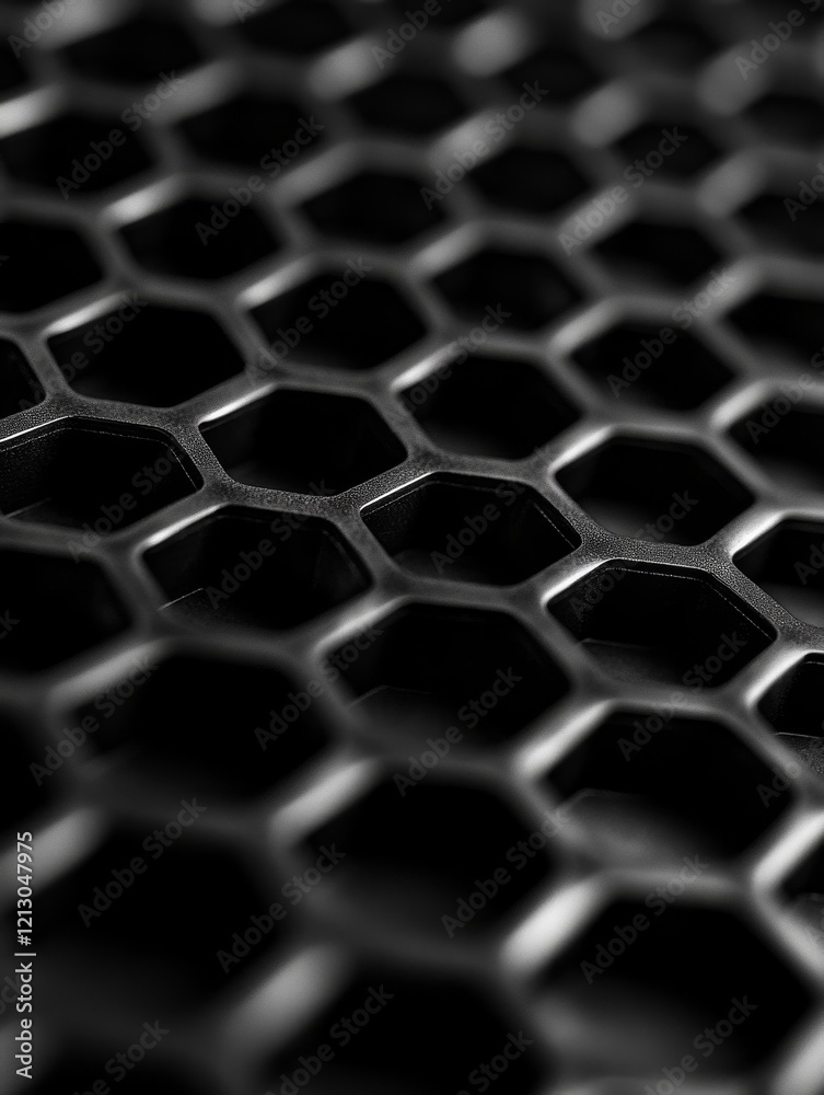 Poster abstract hexagonal grid pattern - close-up of a dark, hexagonal grid texture. geometric, repeating p