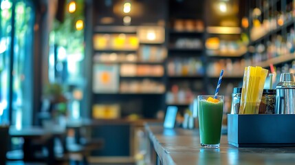 Green Smoothie at a Trendy Cafe Bar
