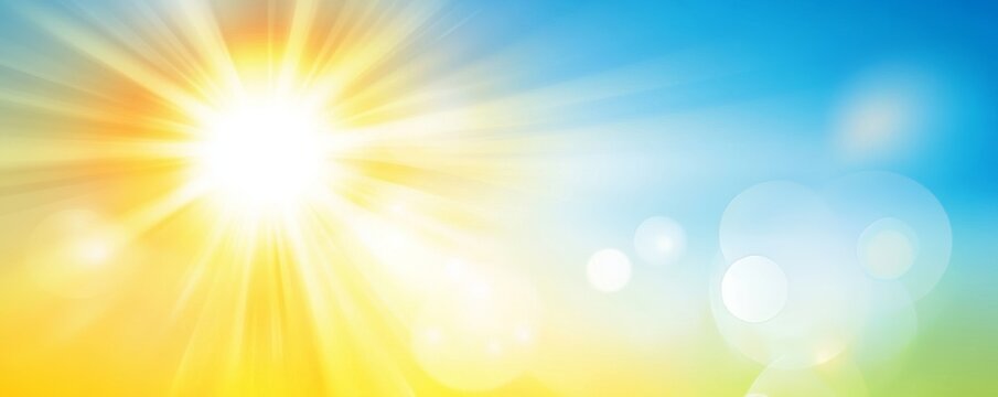 Springtime blue skies featuring a soft, blurred warm sunshine