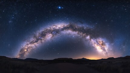 Fototapeta premium Stunning panoramic view of a glowing galaxy nestled in the starry expanse