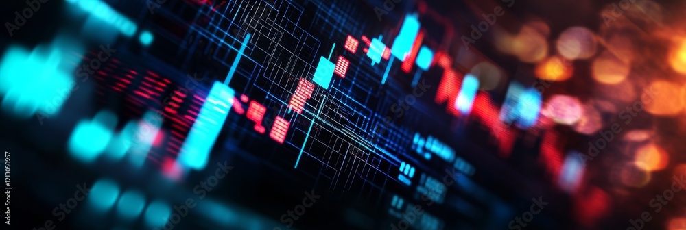 Poster digital data stream abstract - abstract image of a vibrant digital data stream, showcasing glowing l