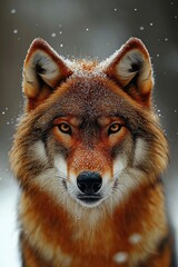 Obraz premium A dynamic wildlife photograph of a wolf , droplets of dew flying through the air, with focus on the wolf and blurred motion in the background, photorealistic.