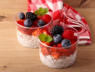 kefir overnight oats and chia seeds