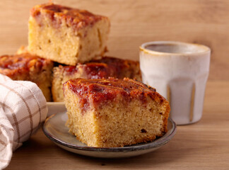 Peanut butter and jelly blondies served
