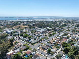 Obraz premium Aerial view above Hillcrest neighborhood in San Diego, South California. USA. High quality photo