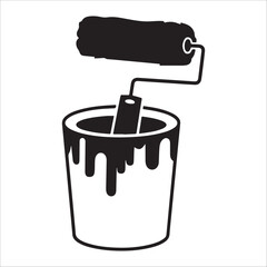 paint roller icon , vector silhouette