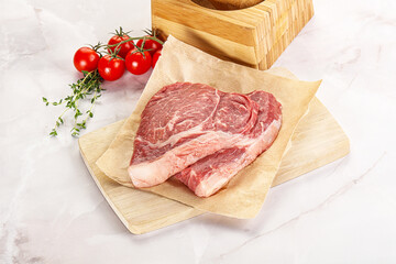 Uncooked raw beef steak for grill
