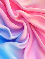 Fototapeta premium Pastel Draped Fabric - Soft, flowing pastel fabric in shades of pink and blue. Smooth texture, elegant drape. Perfect for background or textile designs.