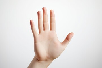 Obraz premium Prohibited Touching. No Touching Sign on White Surface or Table - Hand Gesture - Signage Concept