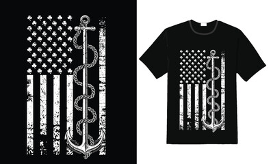  St. Patrick's Day Anchor Design T-Shirt with American Flag