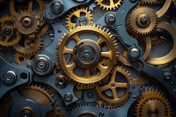 Intricate Gold And Grey Gears Interlocking Precisely