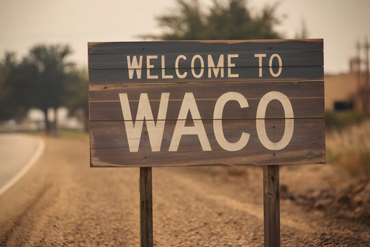 Rustic Wooden Welcome to Waco Sign with Simple Design, Texas State Charm, Small Town Aesthetic, United States Travel Destination