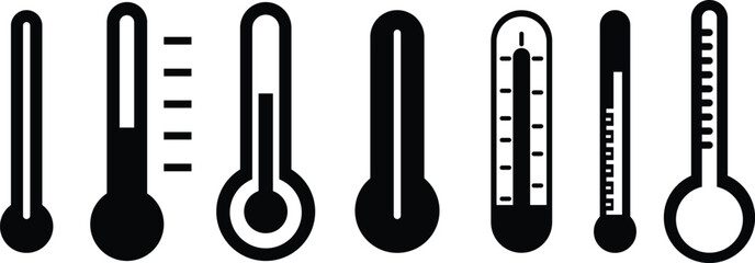 Thermometer Icon sign isolated on transparent Background Temperature hot cold symbol flat set vector for apps or web Science tool The Climate change concept of weather and increased temperature