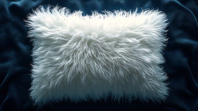 White fluffy pillow on a dark blue background