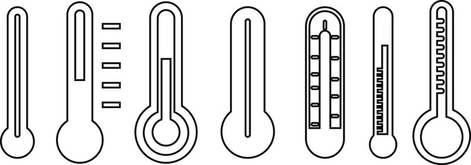 Thermometer Icon sign isolated on transparent Background Temperature hot cold symbol line set vector for apps or web Science tool The Climate change concept of weather and increased temperature
