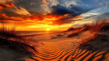 Fototapeta na wymiar A Golden Sunset Casting Its Warm Glow Over a Serene Landscape, Illuminating the Horizon with Vibrant Hues of Orange and Gold.