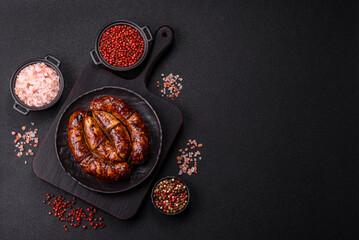 Delicious sausage with salt, spices and herbs