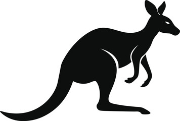 A simple silhouette of a kangaroo hopping