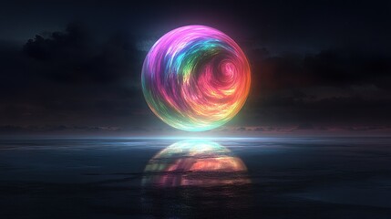 A single colossal orb glowing with vibrant swirling colors