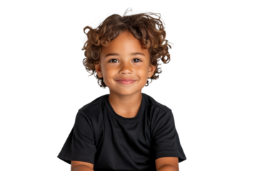 Portrait of a Happy Smiling Child with Curly Hair