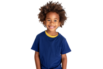 Portrait of a Happy Young Boy with Curly Hair