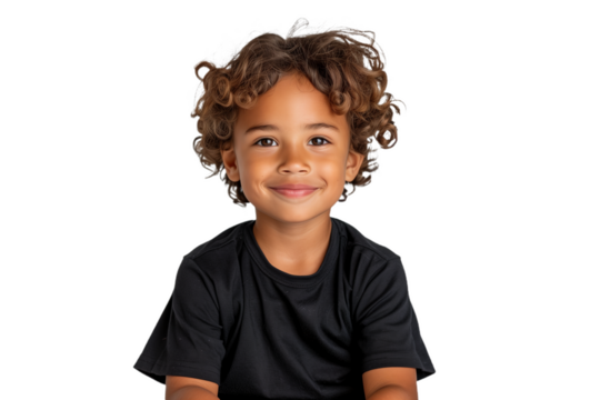 Portrait of a Happy Smiling Child with Curly Hair