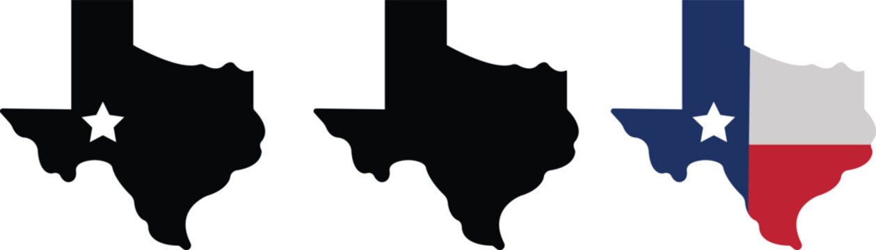 TEXAS USA state maps vector for apps or web outline boundary American state map Texas map icon flat set isolated on transparent background USA United States of America map template.