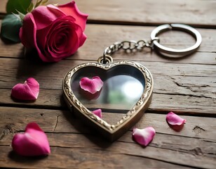 Romantic Rose and Heart Locket: A Vintage-Inspired Still Life