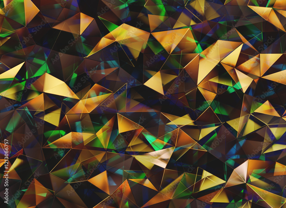 Poster luxury abstract colorful crystal texture reflection close up background 3d rendering