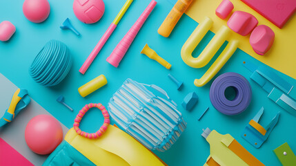 Energetic layout with colorful fitness gear-2