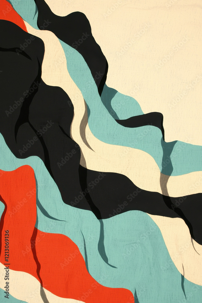 Poster vibrant abstract design with flowing curves and colorful patterns in a dynamic modern artistic compo
