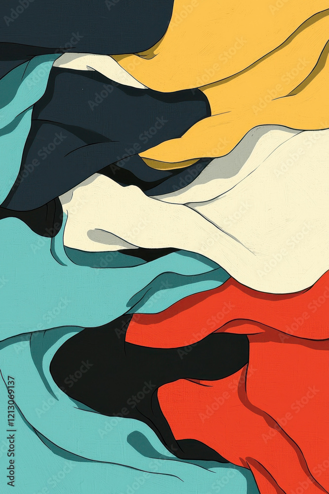 Aufkleber dynamic abstract art with vibrant colors and fluid shapes creating an intriguing and modern design a