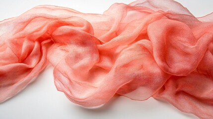 Draped Coral Sheer Fabric Textile Texture Background
