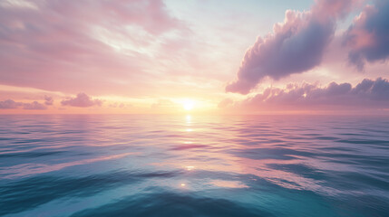 Obraz premium Radiant glow depicting balance over soft ocean hues-3