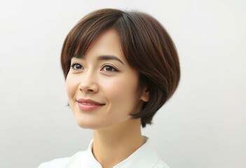 Portrait of a woman with short hair and a subtle smile