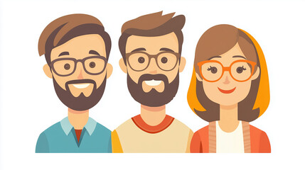Illustration, ,flat design, only a happy caucasian american family with father mother and child, isolated on white. Togetherness theme. Family close together, love between partners and child.