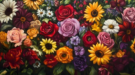 Lush Bouquet of Nature's Beauty in Full Bloom