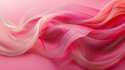 Fototapeta premium Pink fabric swirls, flowing, studio backdrop, elegant design.