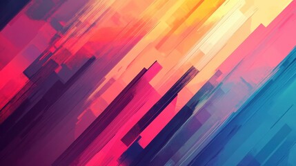 Abstract Diagonal Lines Colorful Paint Strokes Artwork
