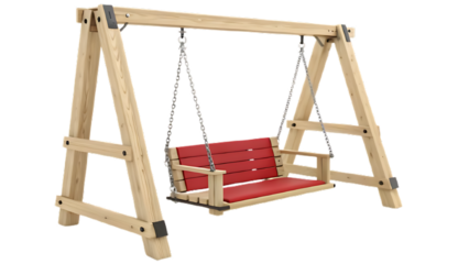 wooden swing isolated on white background