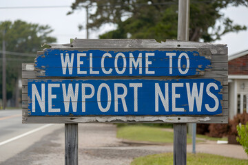 Welcome to Newport News Virginia Wooden Sign with Rustic Charm and Coastal Vibes, Perfect for Travel and Southern Hospitality Themes