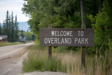 Welcome to Overland Park Kansas Wooden Sign with Rustic Charm and State Pride in United States