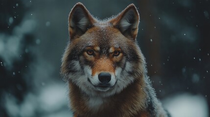 Fototapeta premium A dynamic wildlife photograph of a wolf , droplets of dew flying through the air, with focus on the wolf and blurred motion in the background, photorealistic.