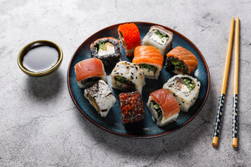 fFesh sushi set traditional japanese food