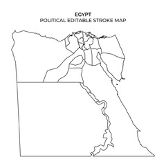 This map illustrates the political boundaries of Egypt, showing distinct regions outlined in a stroke format. It serves as a blank canvas for educational and graphic design purposes.
