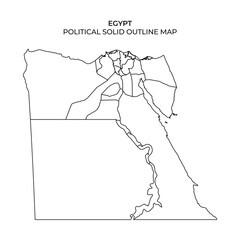 Solid outline representation of Egypt highlights its geographic regions and political boundaries. The map serves educational purposes and geographical clarity for viewers.