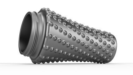 Water Bottle. Metallic Grey. Beaded grip. Isolated. White background. 3d render