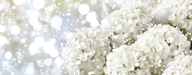 A spring abstract banner featuring green blurred bokeh lights