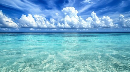 Obraz premium Calm weather on sea or ocean with clouds