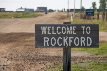 Welcome to Rockford Illinois Wooden Sign with Rustic Charm and State Pride, Midwest USA Travel Destination Landmark